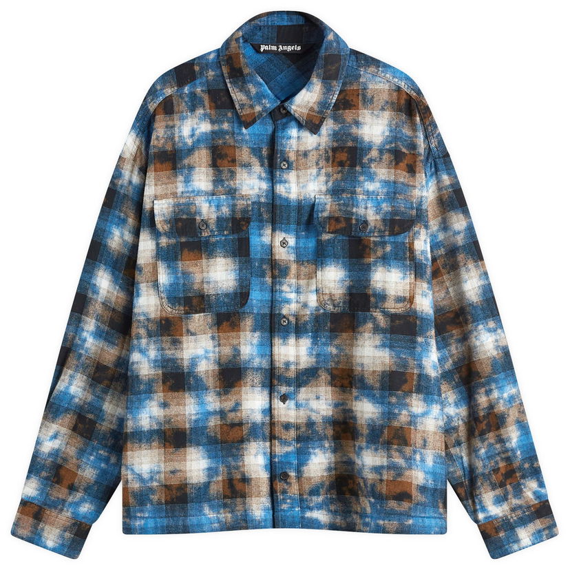 Skjorta Palm Angels Checked Shirt Blå | PMGE043S25FAB0034003