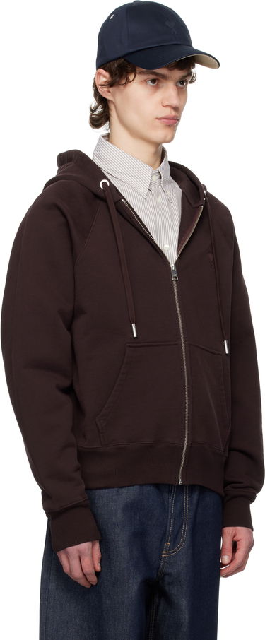 Sweatshirt AMI AMI Paris Ami de Coeur Zip-Up Hoodie Brun | HSW474.747, 1