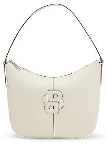 Axelväska BOSS Balenciaga Hobo Bag with Double B Monogram Vit | 50541459