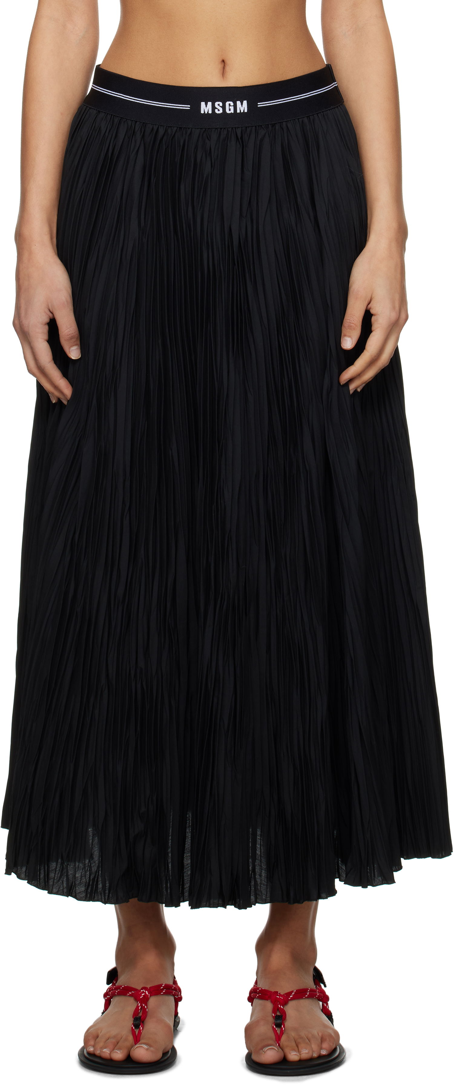 Kjol MSGM MSGM Pleated Midi Skirt Svart | 3841MDD29P 257264, 0