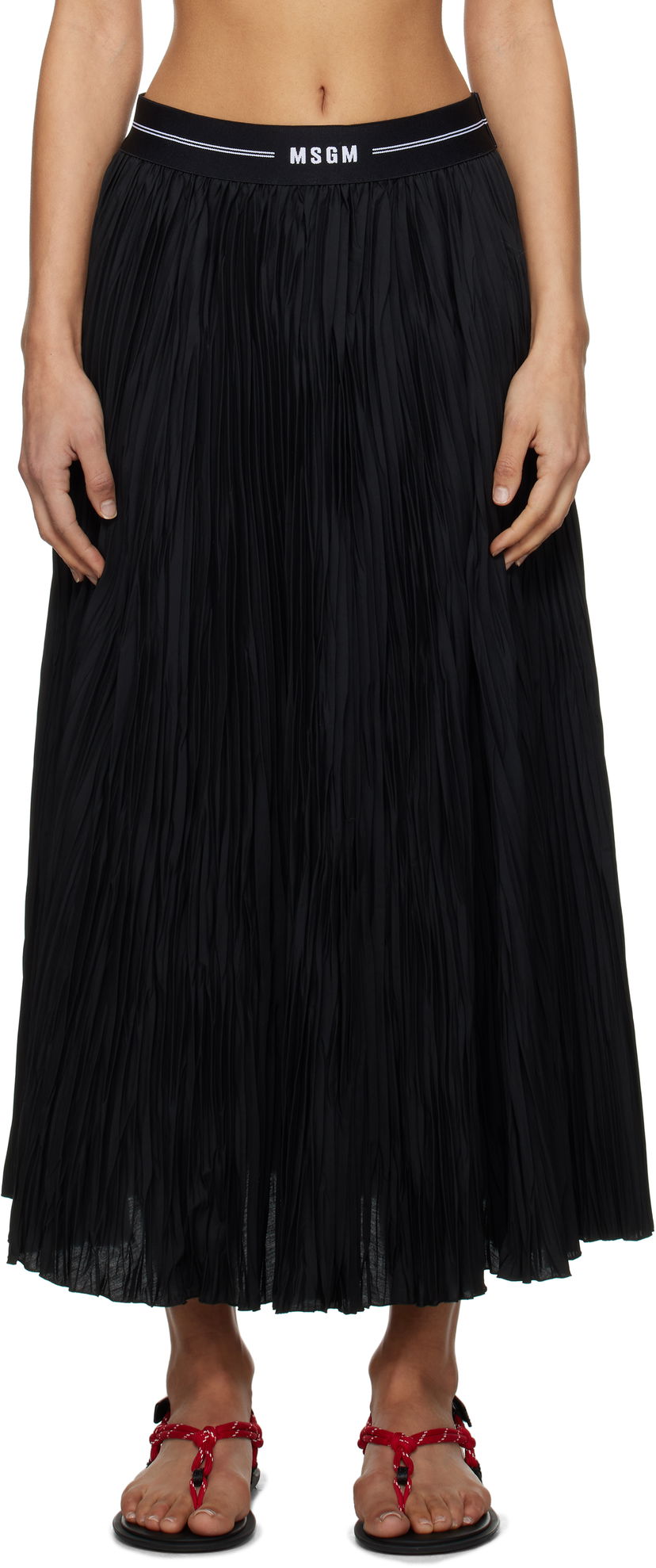 Kjol MSGM MSGM Pleated Midi Skirt Svart | 3841MDD29P 257264