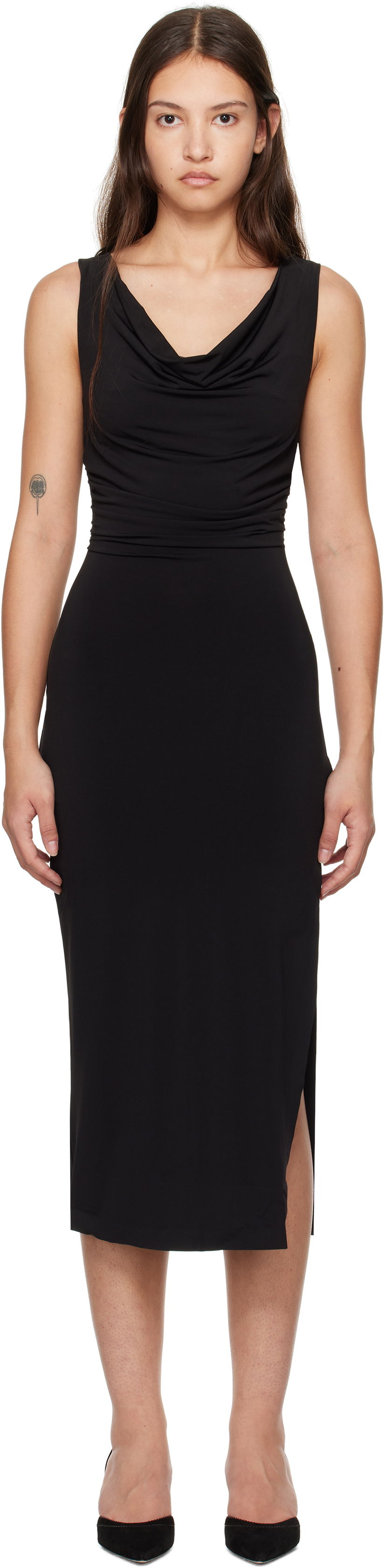 Klä GUIZIO Guizio Cara Cowl Neck Midi Dress Svart | H24416K012