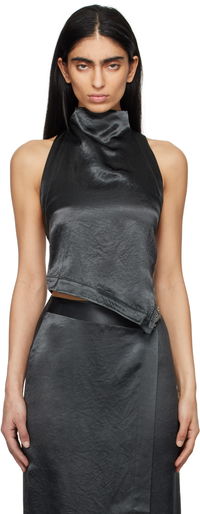 Nanushka Inara Satin Halter Tank Top