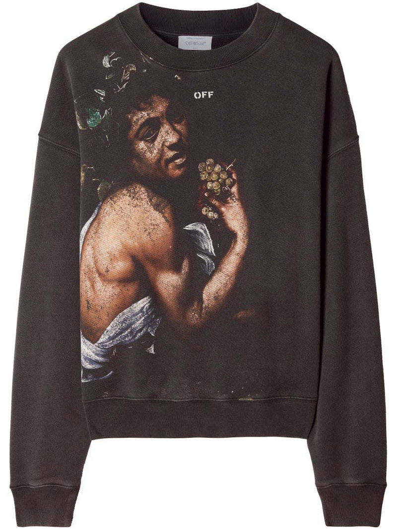 Sweatshirt Off-White Bacchus Cotton Sweatshirt Brown/Print Svart | OMBA054F23FLE0141084