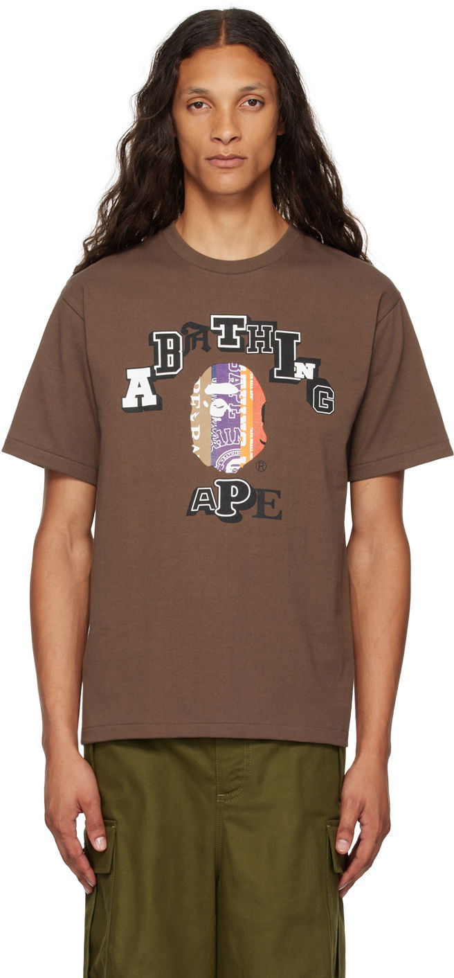 T-shirt BAPE BAPE Brown Fans Scarf College T-Shirt Brun | 001TEK301323M
