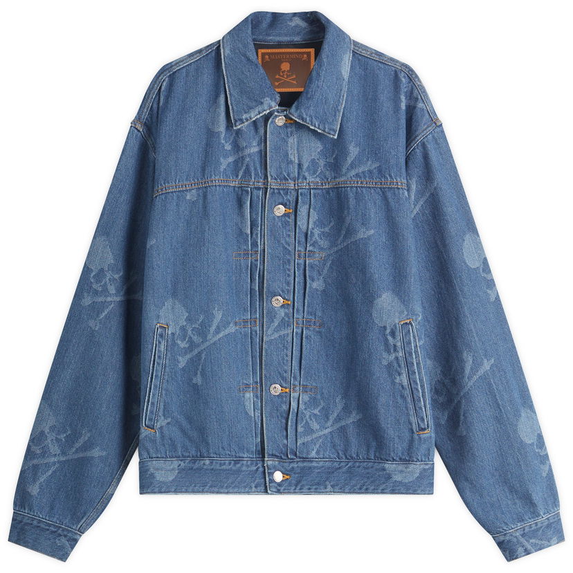 Jacka Mastermind WORLD Mastermind World Monogram Denim Jacket, Size M Blå | MW25S14-BL001-000
