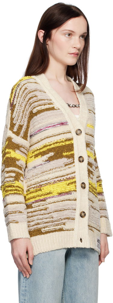 Sweater Moschino Jeans Striped Knit Cardigan Beige | 251K10681, 1
