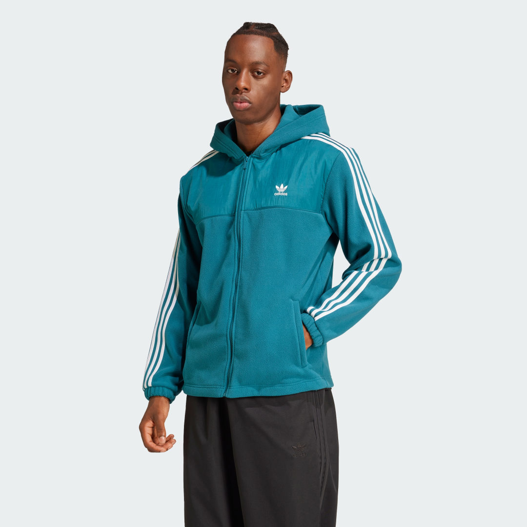 Sweatshirt adidas Performance Adicolor 3-Stripes Teddy Fleece Hoodie Grön | IZ2488, 0