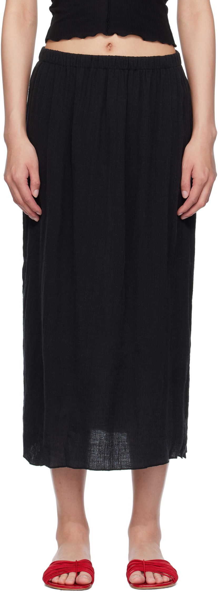 Kjol Baserange Baserange Folio Midi Skirt Svart | SKFO-LC-SU25
