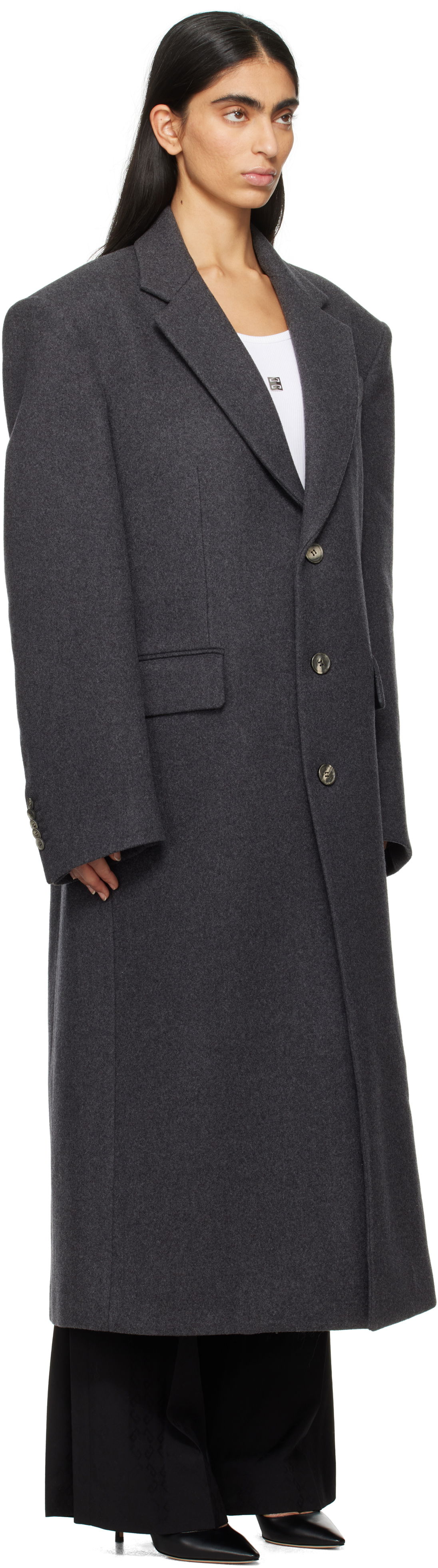 Rockar WARDROBE.NYC Single Breasted Long Coat Grå | W4002F24WO, 1