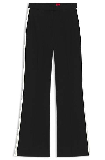 Byxor BOSS Stretch Regular-Fit Trousers with Side Stripes Svart | 50544753