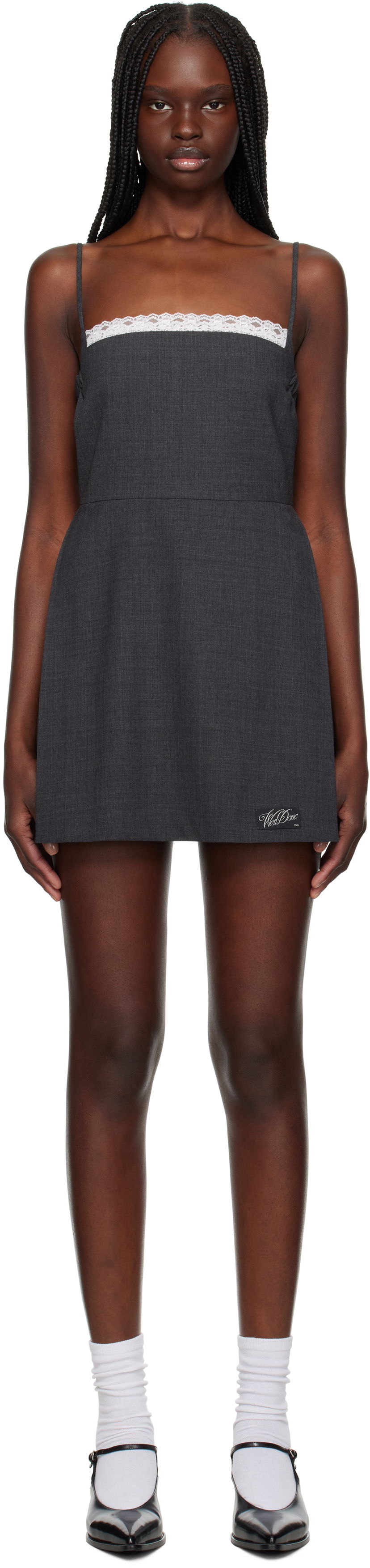 Klä We11done We11done Lace-Detail Wool Mini Dress Grå | WD-OP1-25-102-W-GY