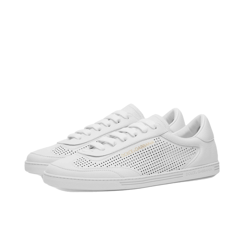 Sneakers och skor Dolce & Gabbana Saint Tropez Perforated Leather Sneakers Vit | CS2256AR837-89642