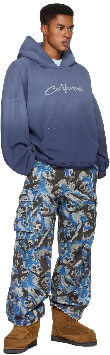 Sweatshirt ERL 'California' Print Fleece Hoodie Blå | ERL09T022, 3