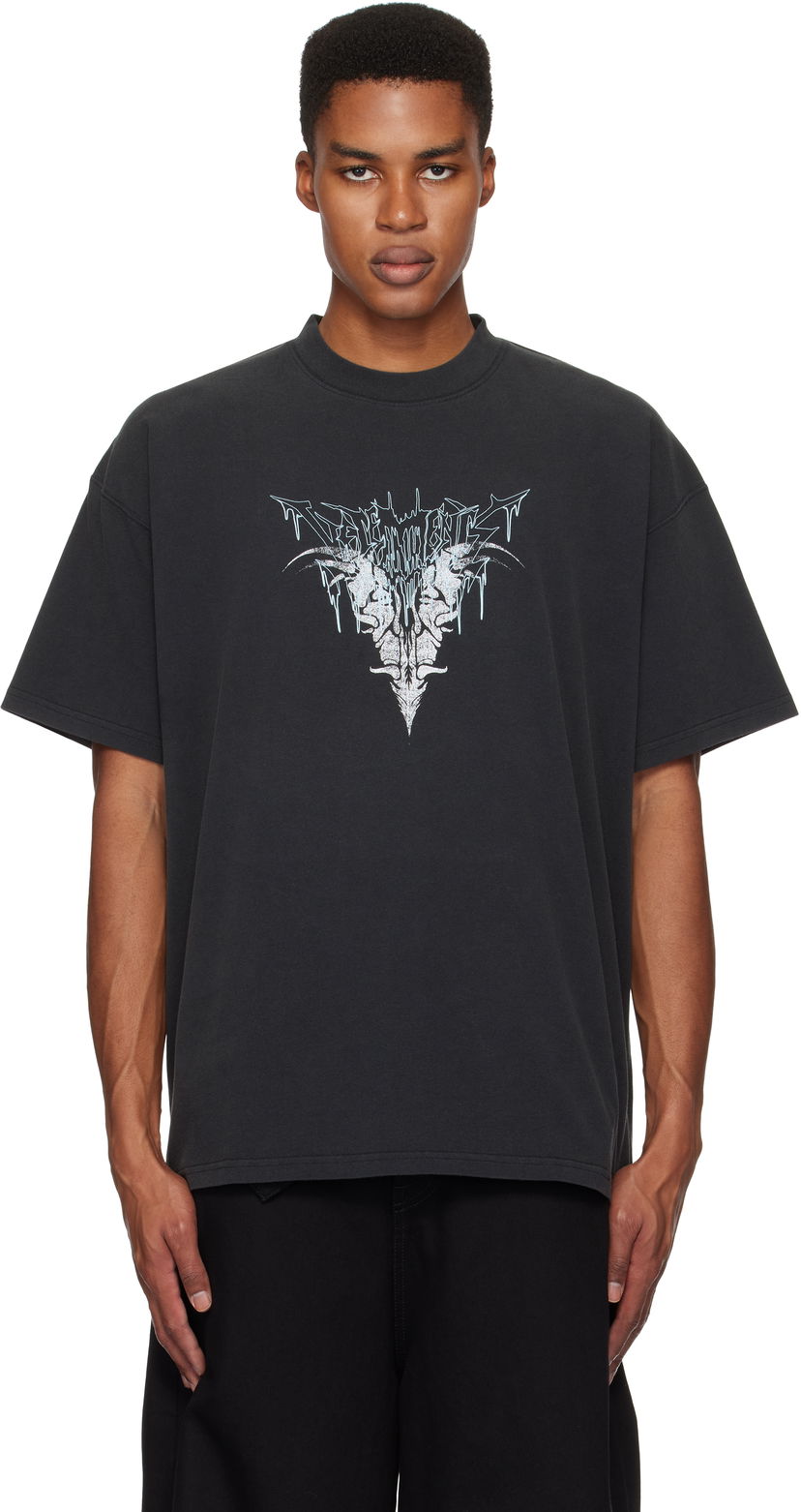 T-shirt VETEMENTS Vetements Bone 'V' Graphic Regular T-Shirt Svart | UA66TR670B