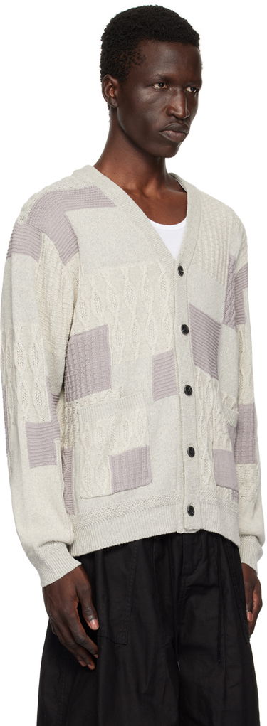 Sweater BEAMS BEAMS PLUS Patchwork Cardigan Grå | 3815-0173-156, 1