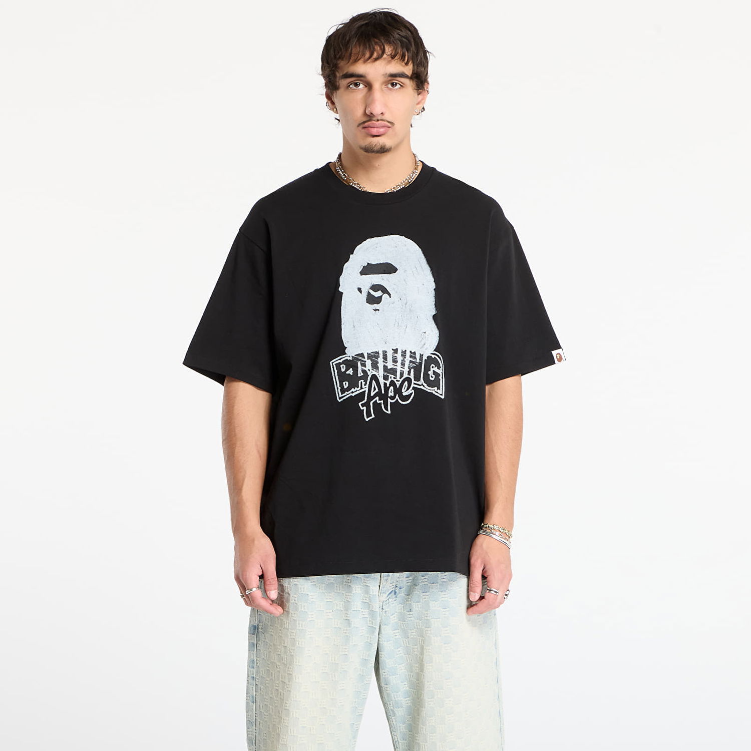 T-shirt BAPE Hand Drawn Ape Head Relaxed Fit T-Shirt Svart | 001TEL801333MBLK, 0