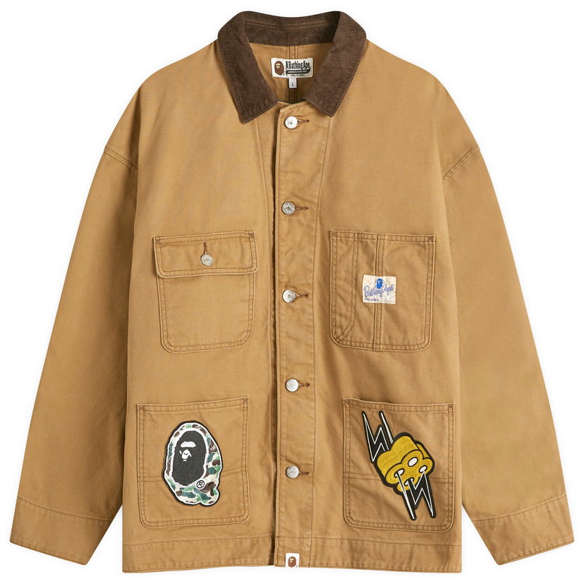 Jacka BAPE A Bathing Ape Washed Duck Coverall Jacket Beige | 001LJK301007M-BGE