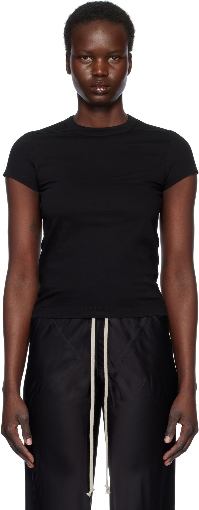 T-shirt Rick Owens Rick Owens Hollywood Cropped Level T-Shirt Svart | RP01E7235 JA