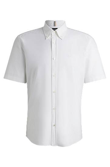 Skjorta BOSS Regular-Fit Oxford Cotton Button-Down Shirt Vit | 50539291
