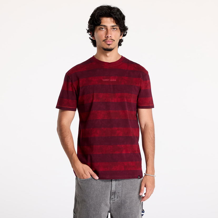 T-shirt Tommy Hilfiger Regular Classic Overdyed Tee Deep Rouge/ Heritage Pink Stripe Röd | DM0DM19732 VLP