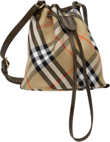 Axelväska Burberry Drawstring Check Bag Beige | 8093804, 1
