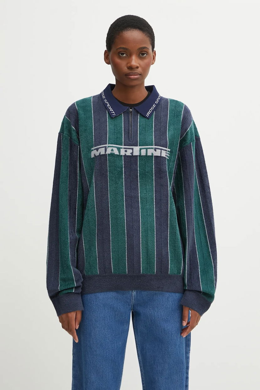 Sweatshirt Martine Rose Martine Rose Sporty Logo Striped Long-Sleeved Polo Sweatshirt Flerfärgad | 981YA20407