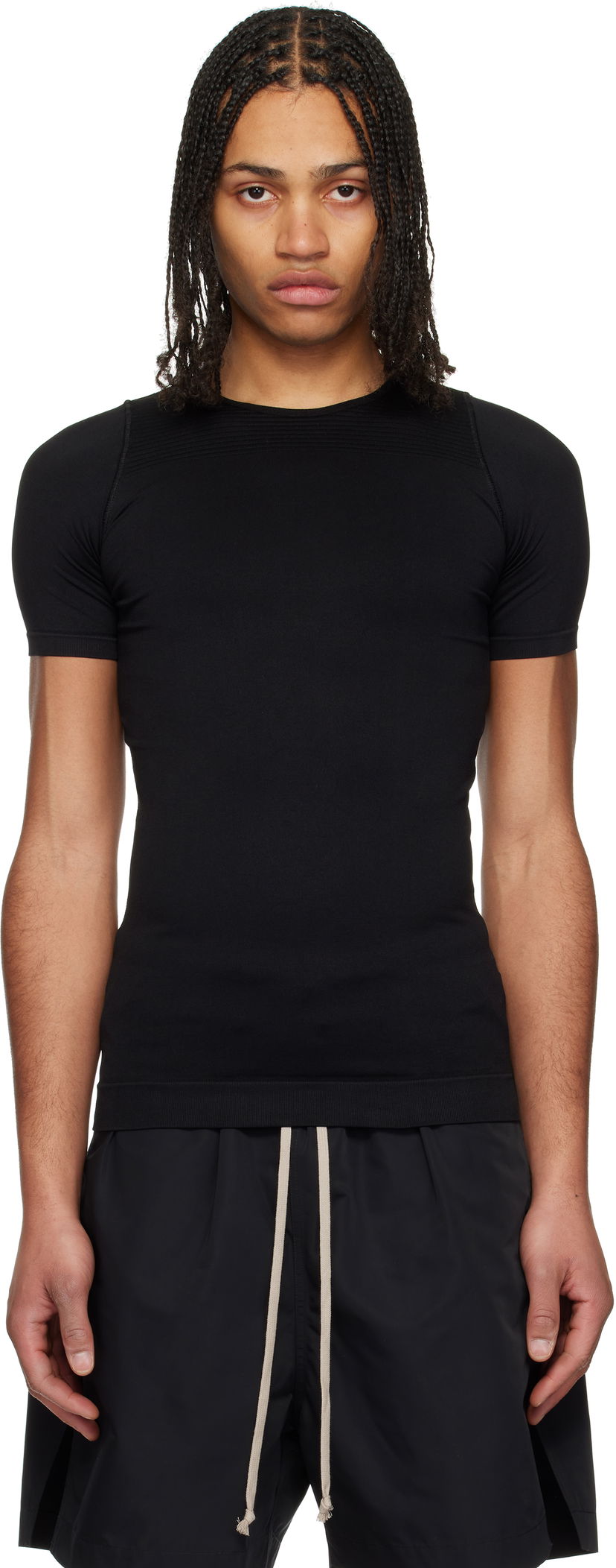 T-shirt Rick Owens Rick Owens Hollywood Active Knit Short Sleeve T-Shirt Svart | RU01E5692 KSP