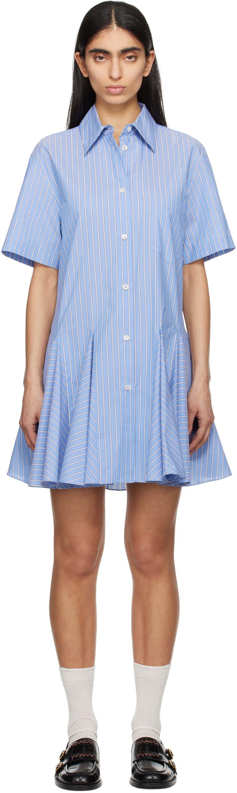 Klä Marni Marni Striped Poplin Shirt Minidress Blå | ABMA1379S0 UTC455