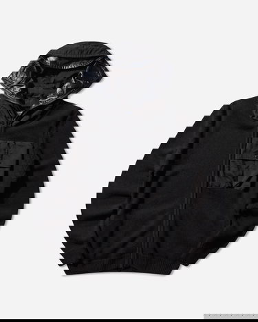 Sweater C.P. Company Lambswool Mixed Full Zip Goggle Hood Cardigan Svart | 19CMKN245A-110149M 999, 3