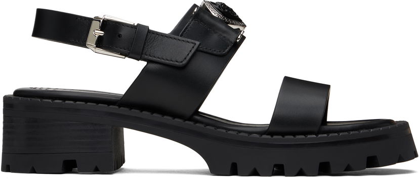 Sneakers och skor Versace Medusa Buckle Platform Block-Heel Sandals 80 mm Svart | 1015472_1A04174_1B00P