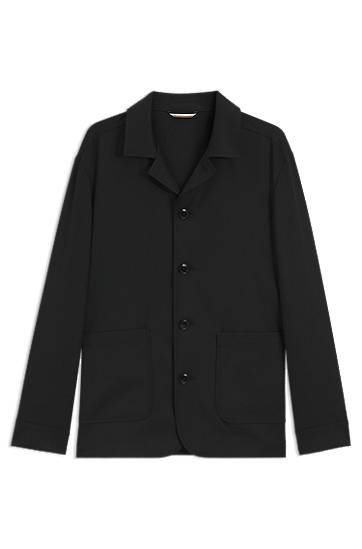 Jacka BOSS Relaxed Fit Virgin Wool Serge Overshirt Svart | 50545907