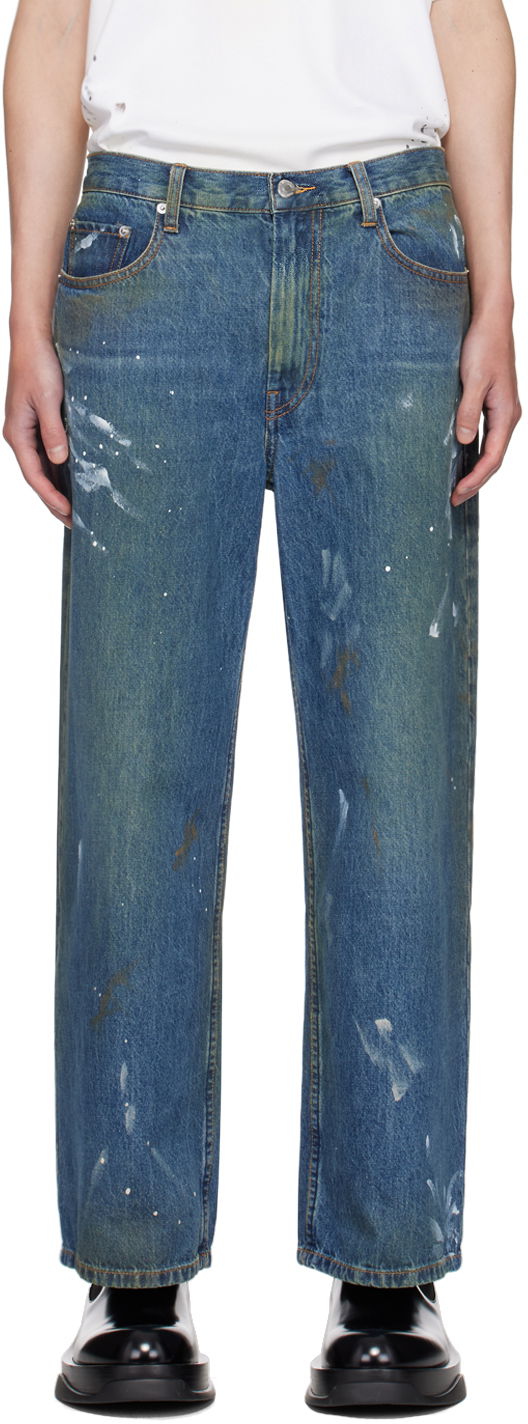 Jeans Helmut Lang Wide Leg Painted Jeans Blå | O05DM204