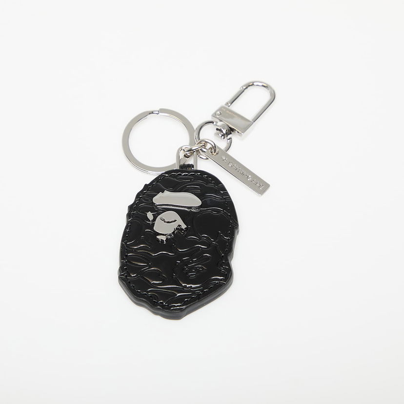 Nyckelringar BAPE A BATHING APE Ape Head Leather Keychain Svart | 001GDK301009MBLK