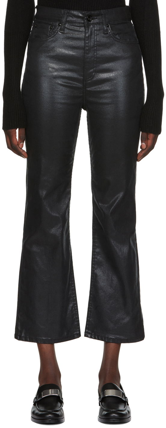 Jeans rag & bone Women's Casey Bootcut Coated Jeans Svart | WDD22F2917SGBL, 0