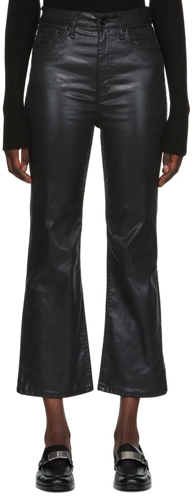 Jeans rag & bone Women's Casey Bootcut Coated Jeans Svart | WDD22F2917SGBL, 0