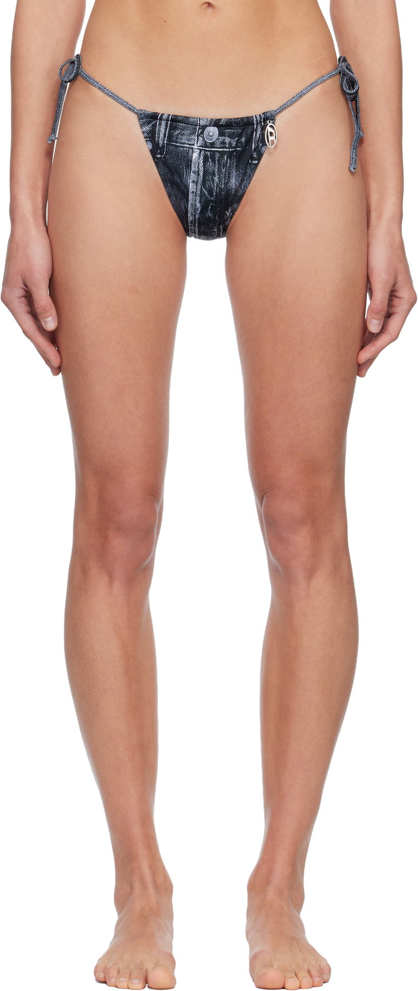 Badkläder Diesel Jodie-Dnm Denim Print Bikini Bottom Svart | A19158 0BNCW