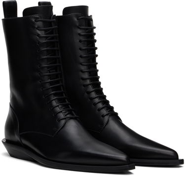 Kläder Ann Demeulemeester Ann Demeulemeester Ise Pointy Micro Heel Lace-Up Boots Svart | 2402-W-A12-LT131-099, 3