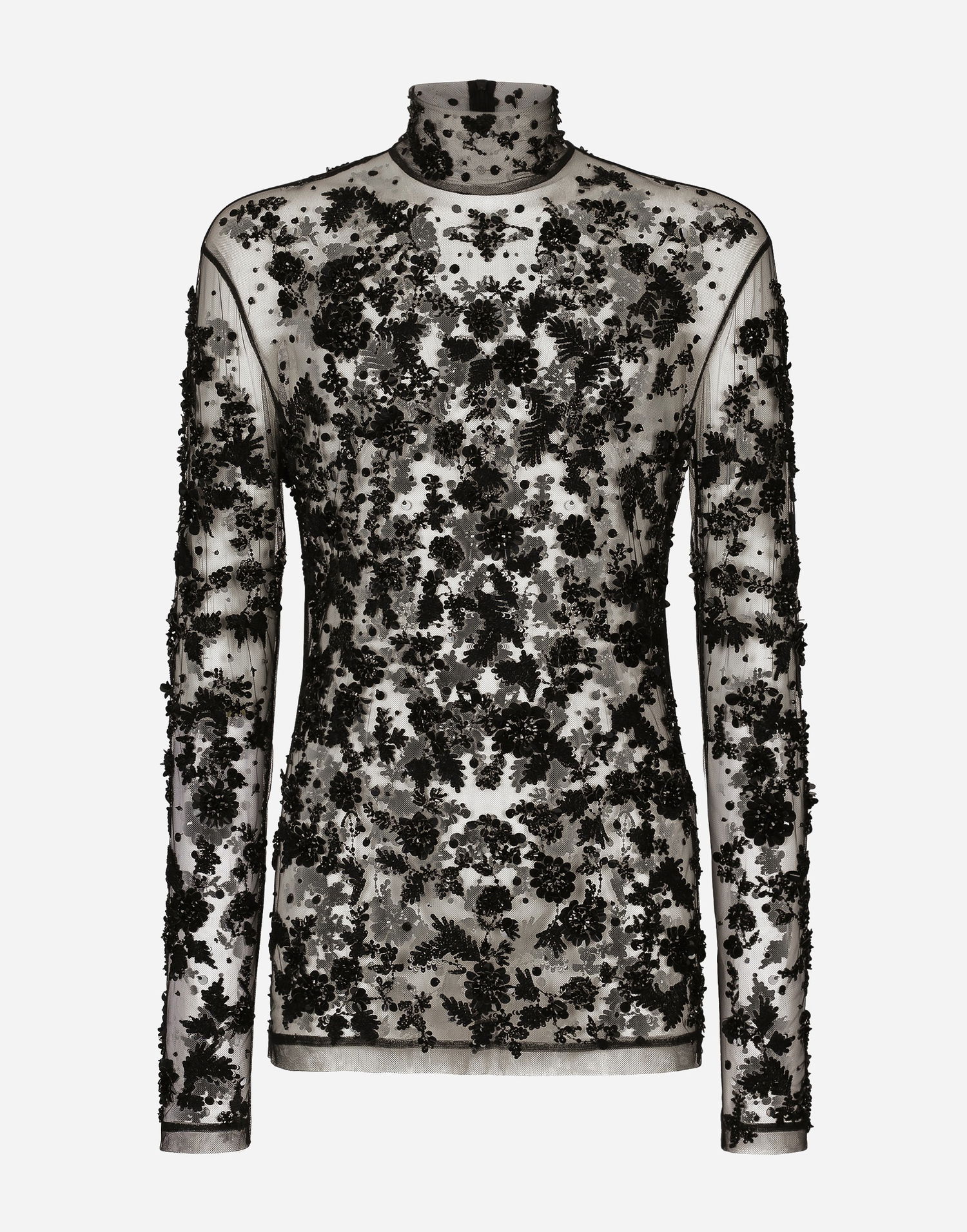 T-shirt Dolce & Gabbana Sequined Tulle T-shirt Svart | G8RD9ZG7KG4N0000, 0