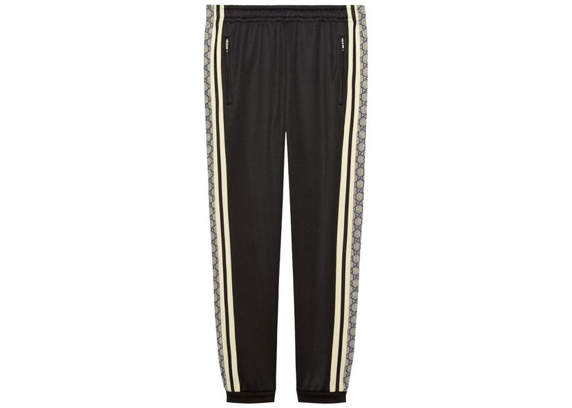 Byxor Gucci Oversize Technical Jersey Jogging Pant Black/Ivory Svart | 545603 XJAC0 1093