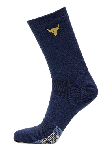Strumpor Under Armour Project Rock Ad Playmaker 1-Pack Mid Socks Midnight Navy/ Hushed Blue/ Metallic Gold Svart | 1376230-410