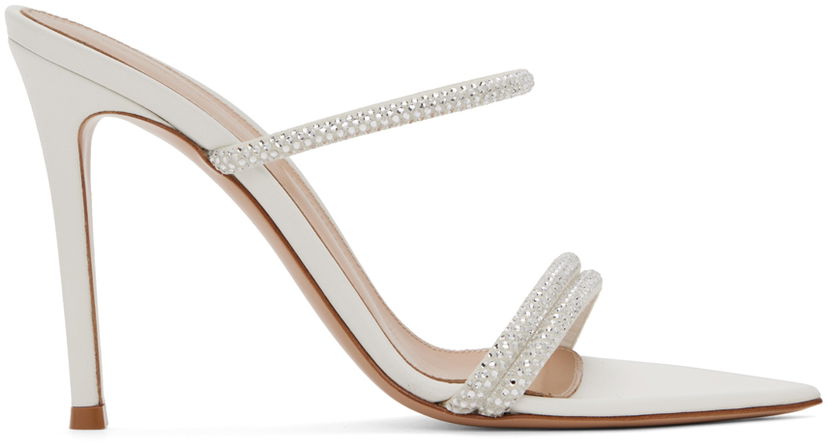 Sneakers och skor Gianvito Rossi Cannes Crystal-Embellished Satin Heeled Sandals Vit | G16090.15RIC.XCN