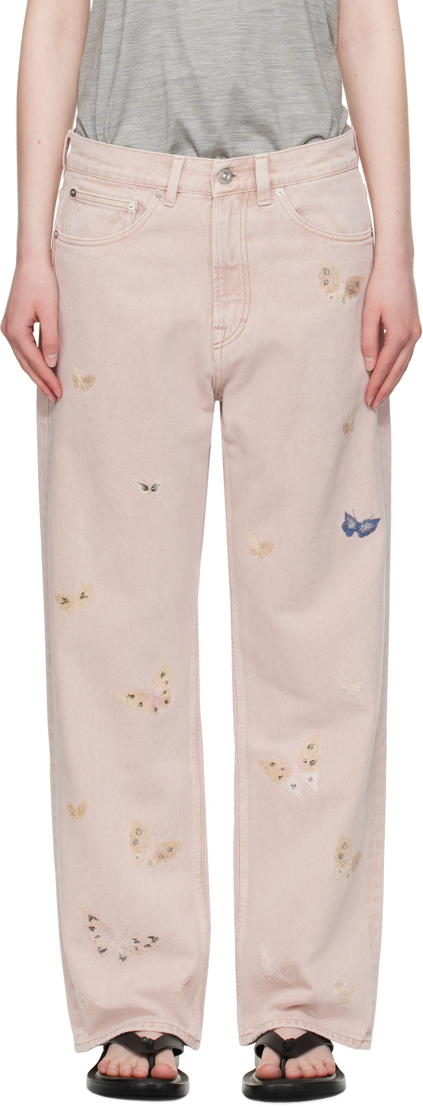 Jeans OUR LEGACY Our Legacy Third Cut Butterfly Embroidered Jeans Rosa | M2255TRB