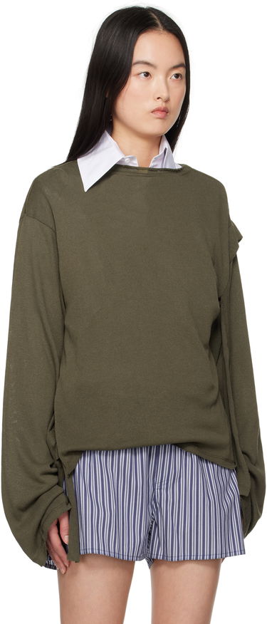 Sweater Ottolinger Ottolinger Deconstructed Linen Longsleeve T-Shirt Grön | 10510120601, 1