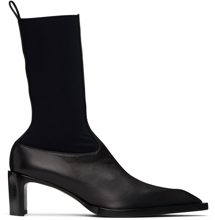Sneakers och skor Jil Sander Jil Sander Leather Kitten Heel Ankle Boots Svart | J16WU0056_P5810