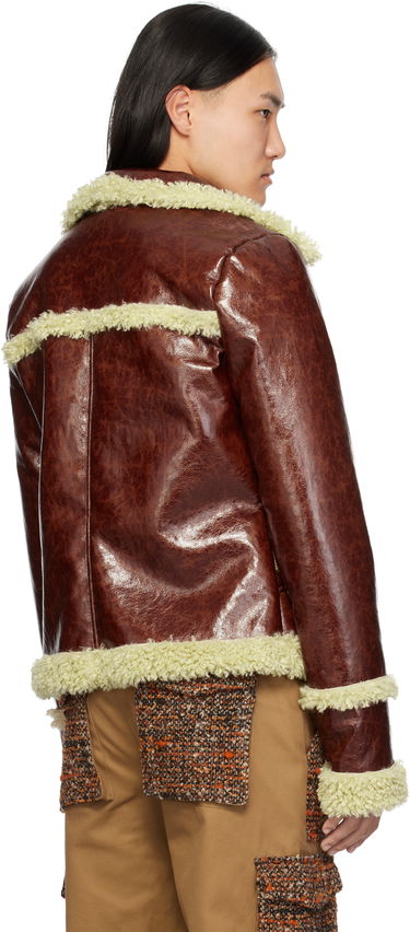 Jacka Anna Sui Anna Sui Runway Faux-Leather and Shearling Jacket Brun | M824A31, 2