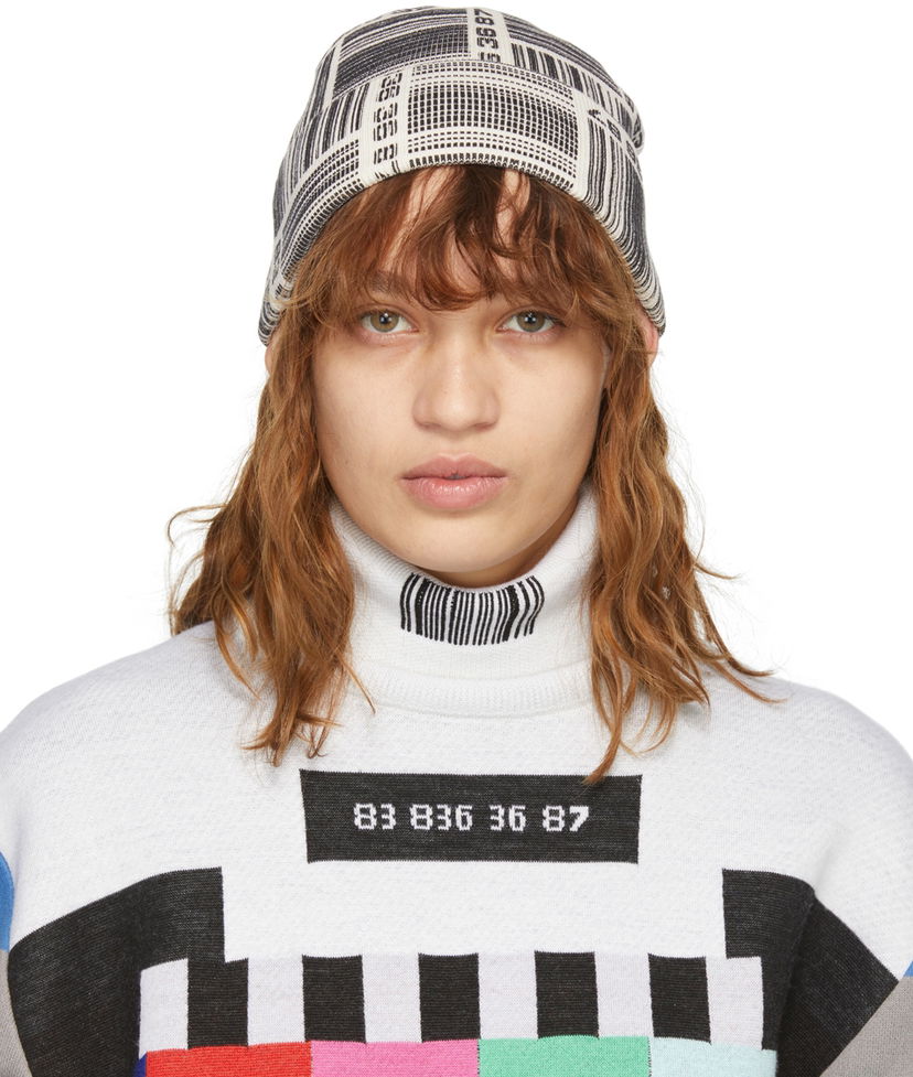 Mössa VETEMENTS VTMNTS Barcode Monogram Beanie Beige | VL12KN800W