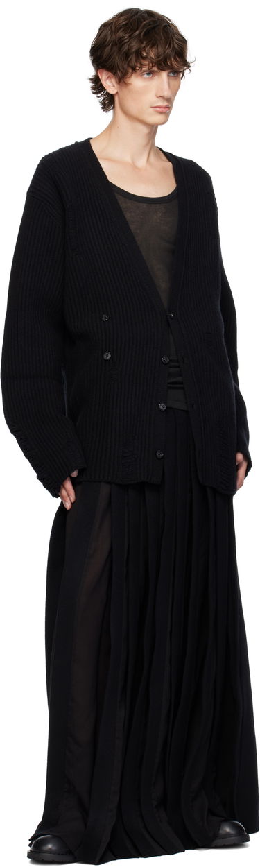 Sweater Ann Demeulemeester Ingemar Oversize Distressed Cardigan Svart | 2402-M-KN31-KN048-099, 3