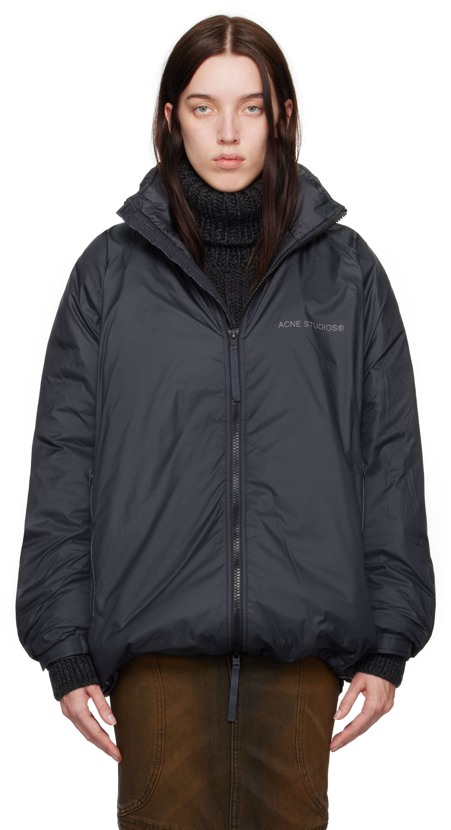Pufferjacka Acne Studios Reflective Logo Down Jacket Svart | B90788-, 0