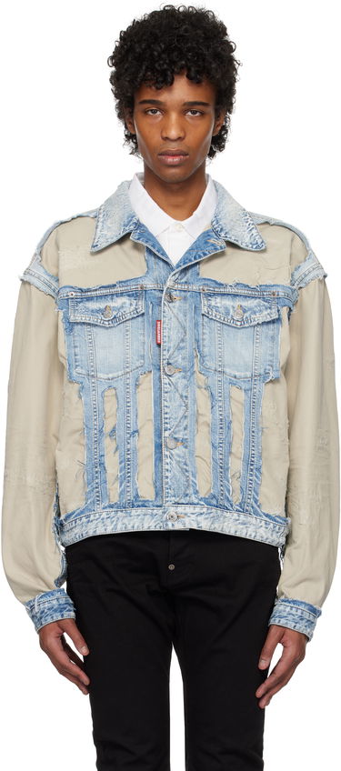 Jacka DSQUARED2 Dsquared2 Super Ripped Mixed Denim Jacket Blå | S74AM1547_S30309, 0